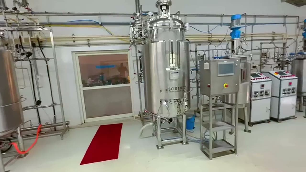 Fermentation vessels and their control panels on the production floor