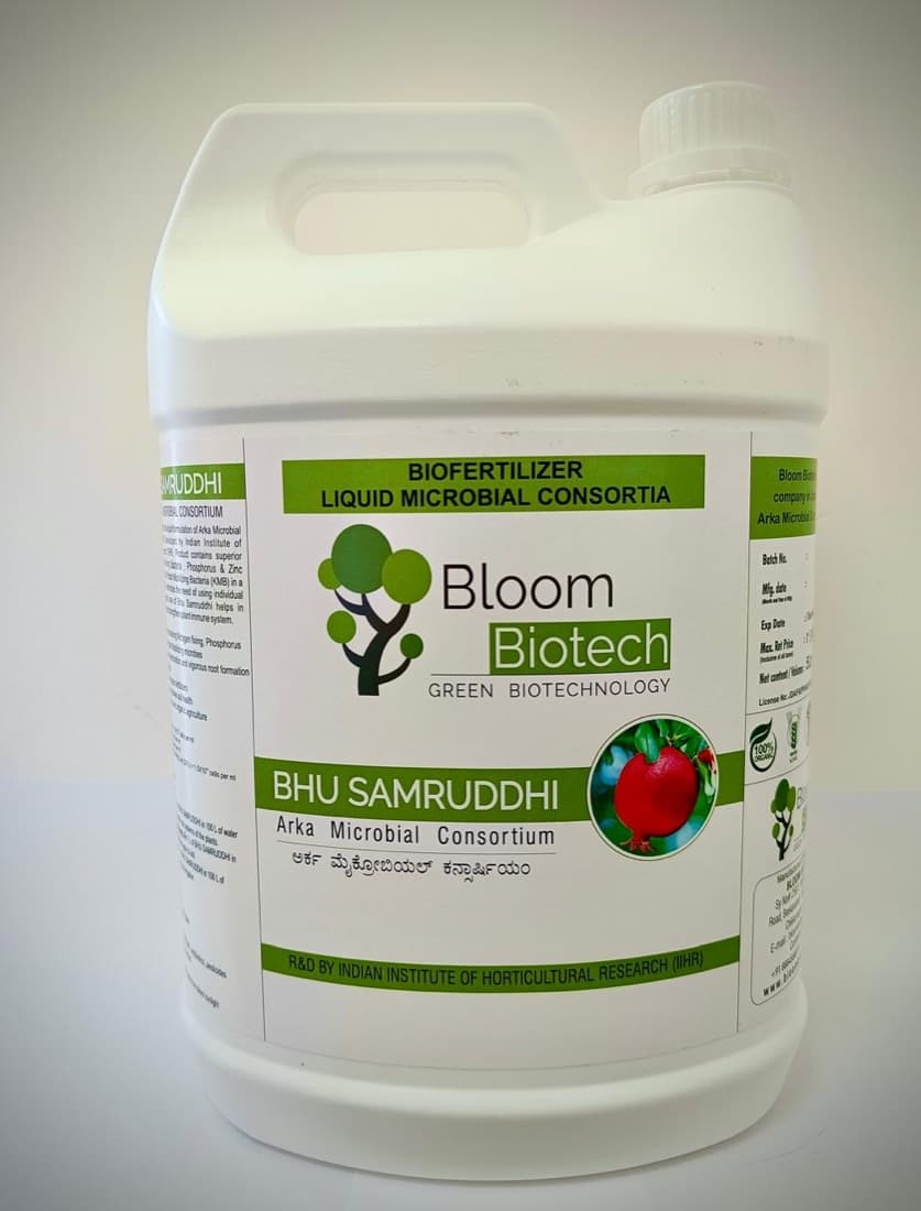Bhu Samruddhi liquid Arka Microbial Consortium can with its printed label